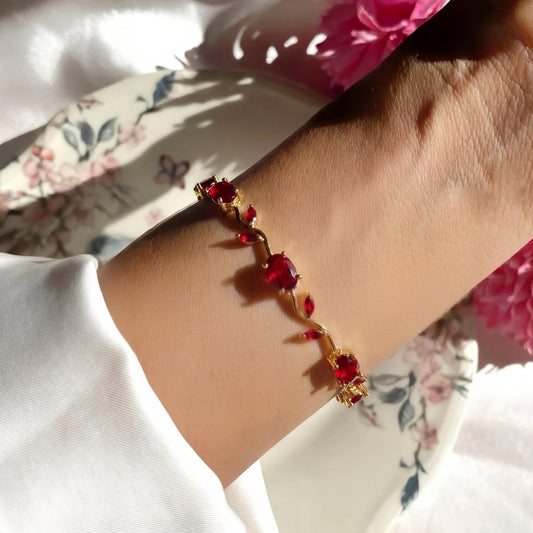 Luminous Design Gold Plated Crystal Stones Tulip Bracelet for Girls/Women