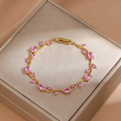 Luminous Design Gold Plated Crystal Stones Tulip Bracelet for Girls/Women