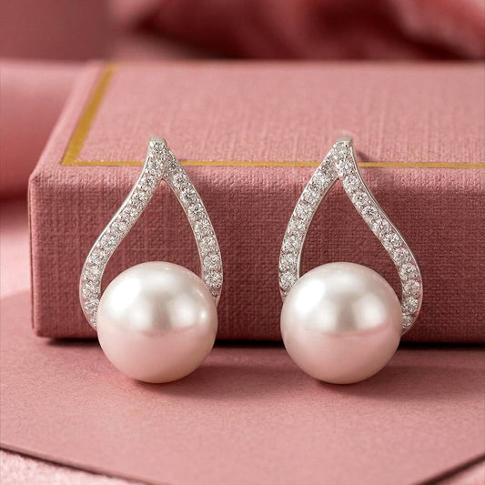 White Fancy Stud Earrings For Women & Girls