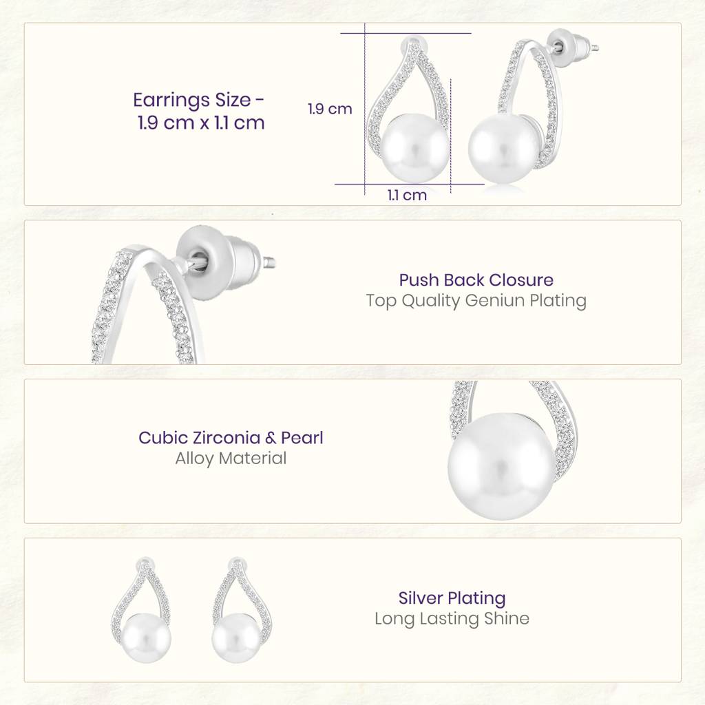 White Fancy Stud Earrings For Women & Girls