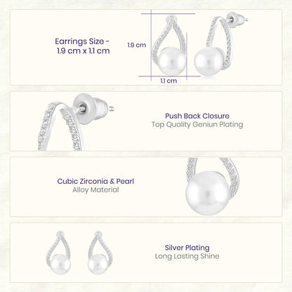 White Fancy Stud Earrings For Women & Girls