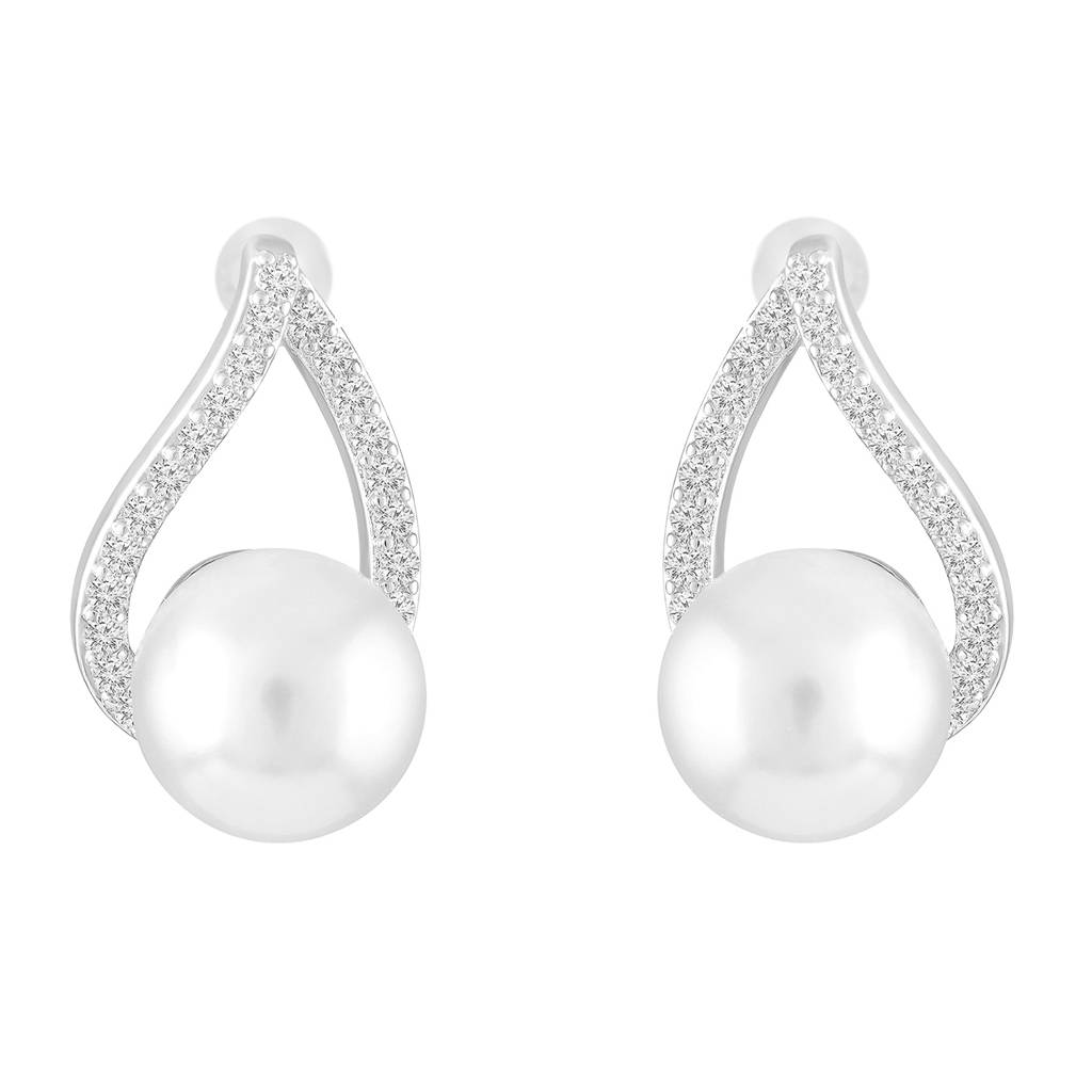 White Fancy Stud Earrings For Women & Girls