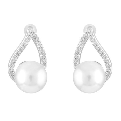 White Fancy Stud Earrings For Women & Girls