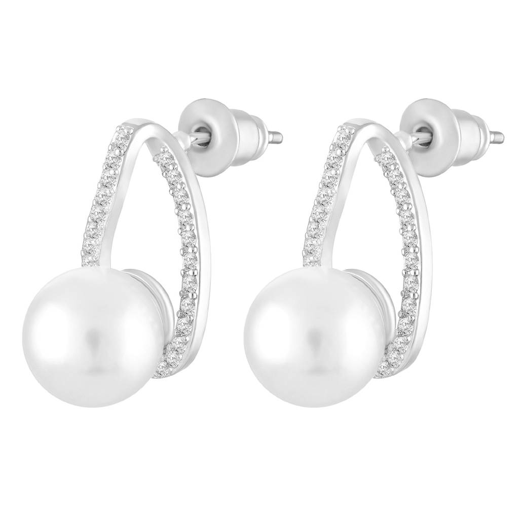 White Fancy Stud Earrings For Women & Girls